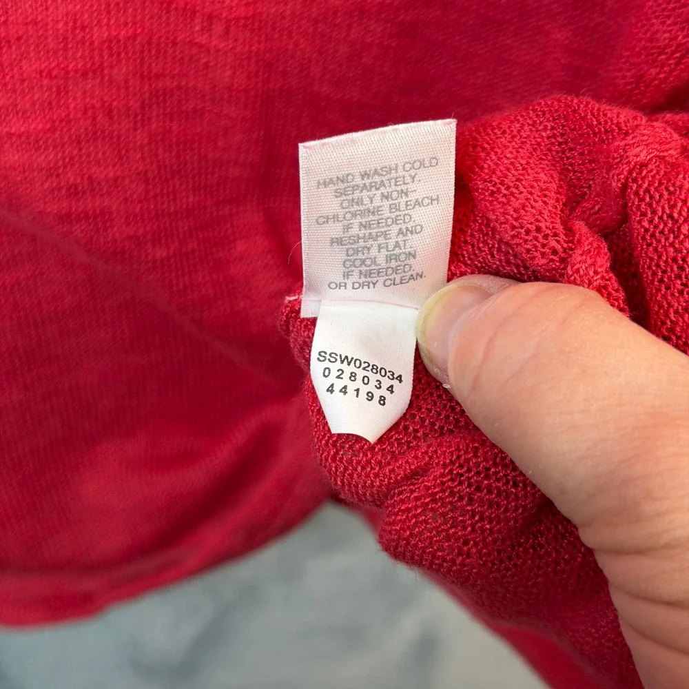 J. Jill Knit Top Womens 2X Red Shoulder Button Linen Blend 3/4 Sleeve Sweater - Picture 13 of 14